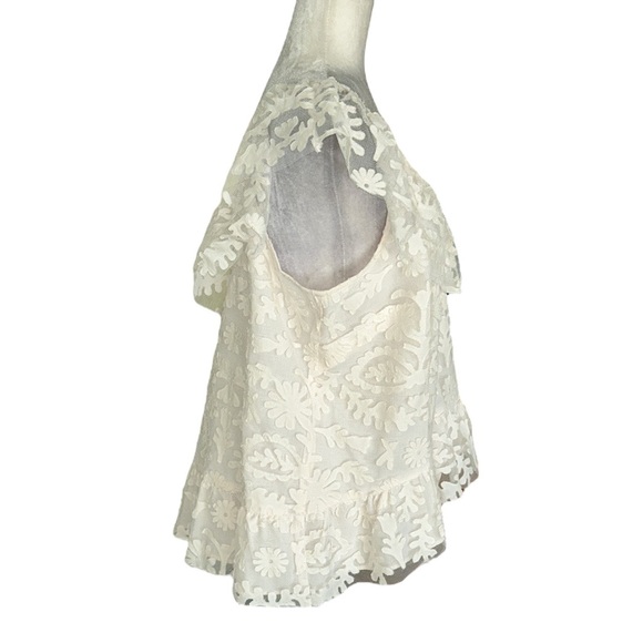 NWOT Anthropologie Textured Ivory Mesh Lace Off The Shoulder Top Blouse - XL - Picture 8 of 16